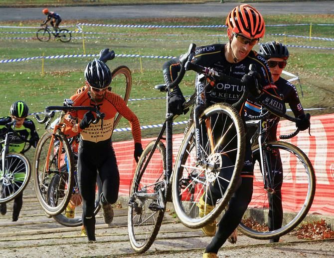 Kerry Werner (Optum Pro Cycling) is leading the front group