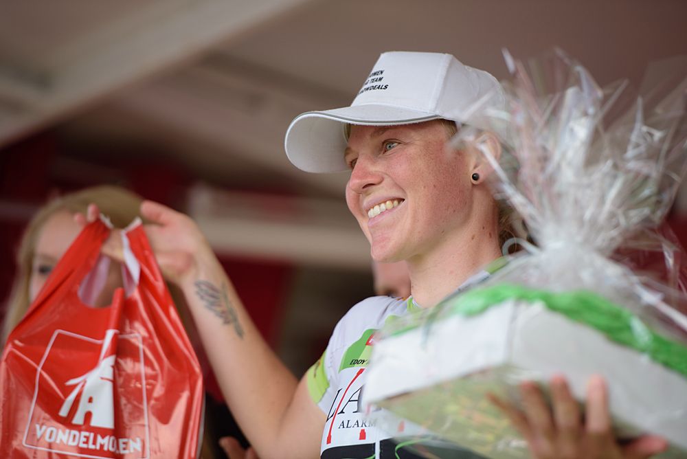 Sara Penton (Lares Waowdeals) is awarded the most combative rider at the 108 km Stage 2 of the Lotto Belgium Tour 2016