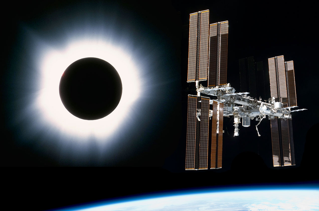 solar eclipse space station astronauts