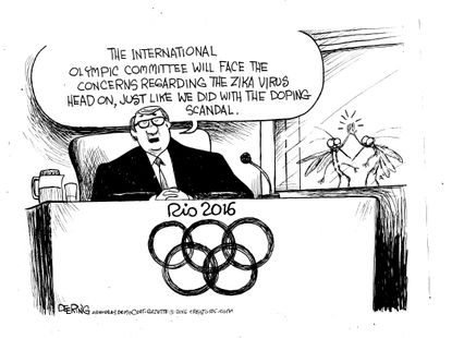 Editorial Cartoon World 2016 Rio Olympics Zika Doping