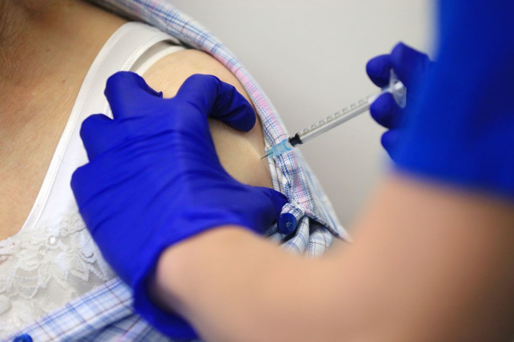 Person getting coronavirus vaccine.