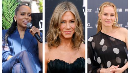 Collage of celebrities with low maintenance summer holiday hairstyles (L-R) Kerry Washington, Jennifer Aniston, Diane Kruger