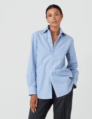 With Nothing Underneath, the Boyfriend: Fine Poplin, Inverted Pinstripe