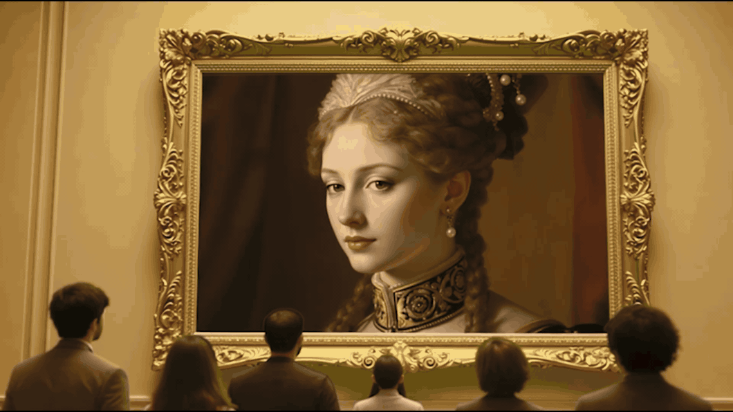 A GIF of a painting that begins to talk