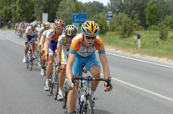 Garmin-Slipstream's Cameron Meyer leads the chase.