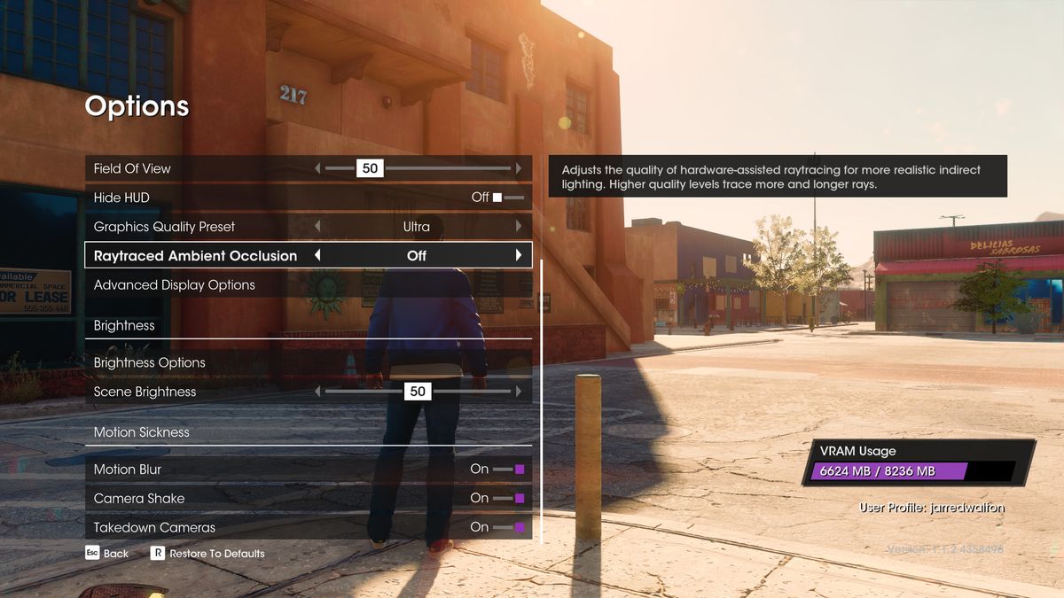 Saints Row 2022 settings screens