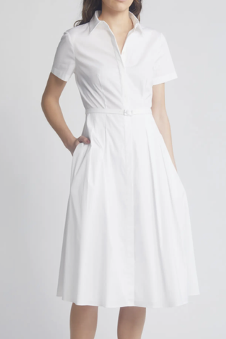 Belted Cotton Blend Shirtdress