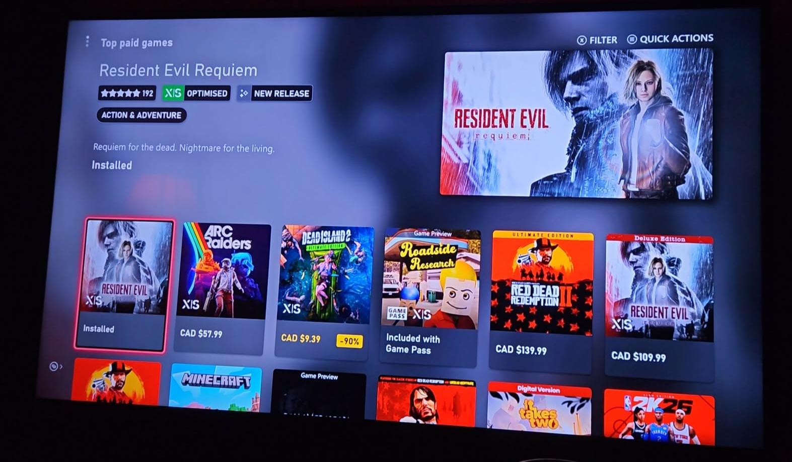 Top paid games on Xbox store