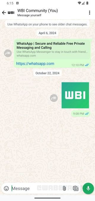 WhatsApp media shortcut button