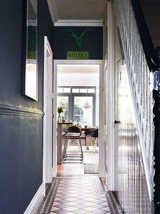 Victorian terraced home dark grey hallway