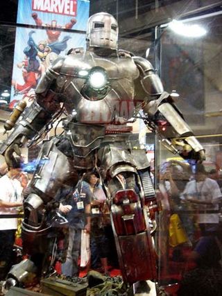 A shot of the Iron Man armor mark I on the floor of Comic-Con.