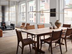 A light stained hardwood floor