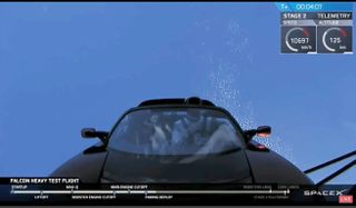 The Tesla Roadster just launched aboard a Falcon Heavy rocket on its maiden voyage on Feb. 6, 2018.