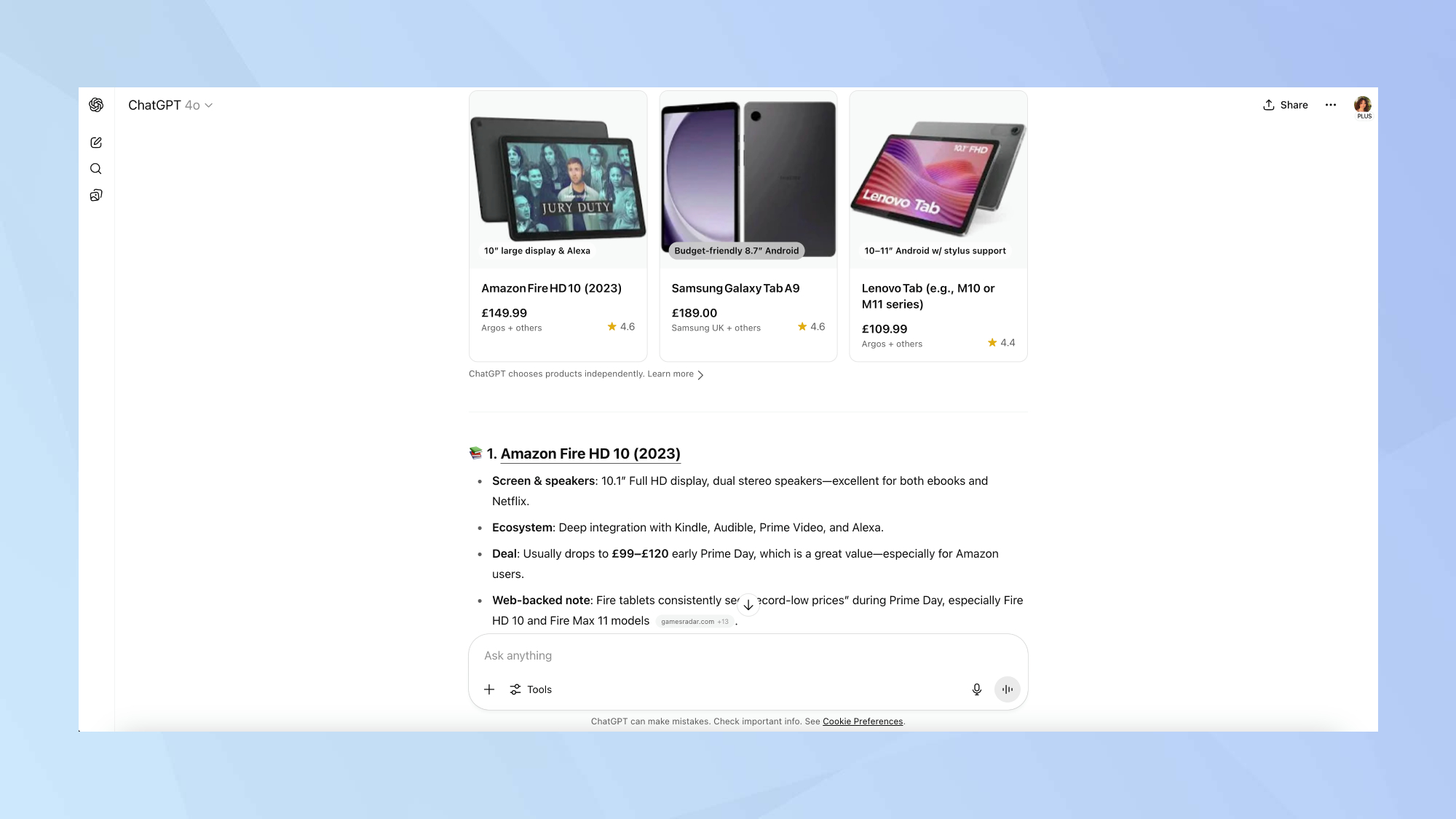 ChatGPT smarter comparisons Prime Day prompt
