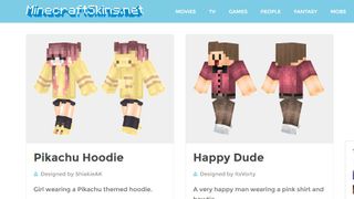Minecraftskins.net homepage