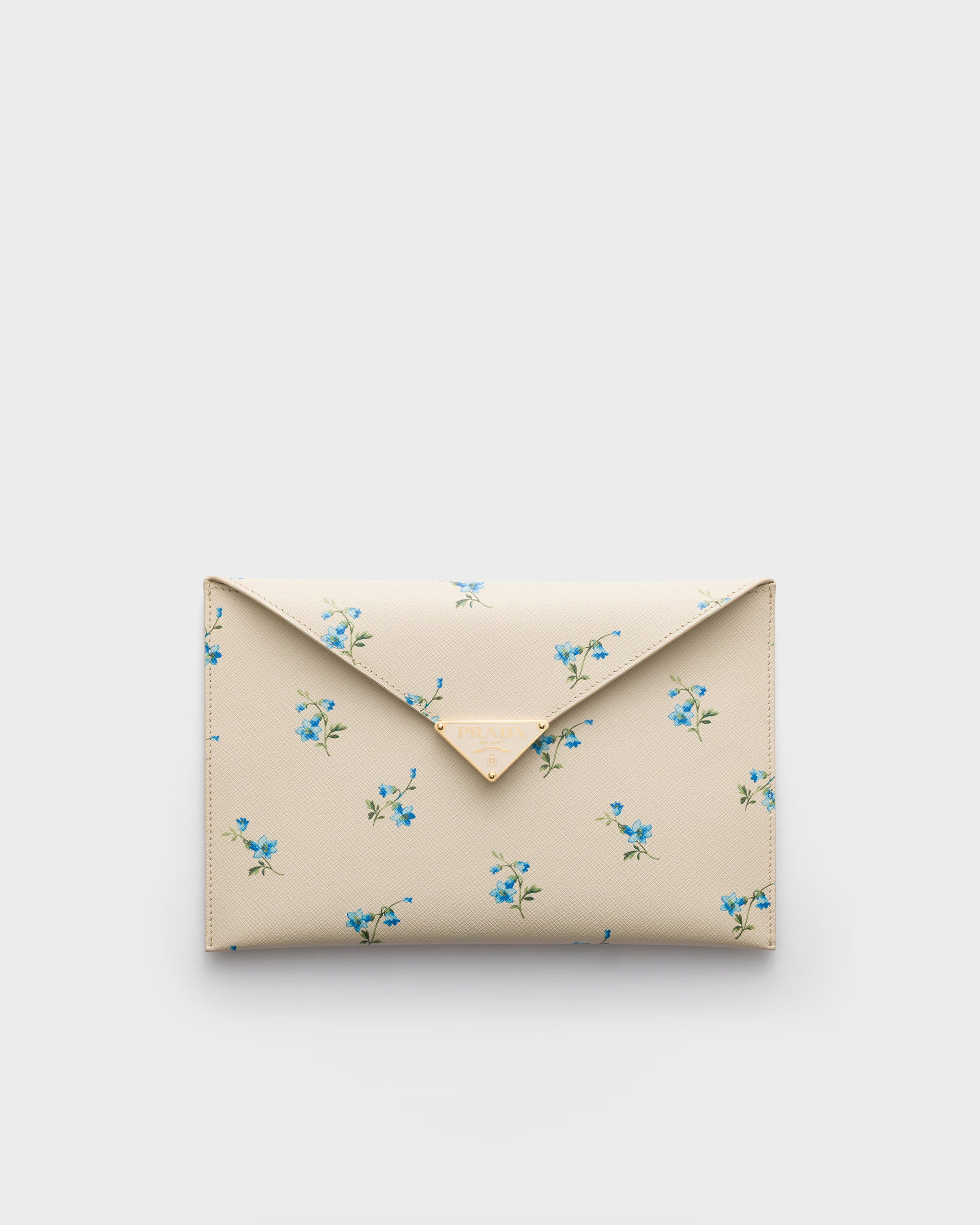 prada, Printed Saffiano leather envelope clutch