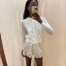 French girl in lace shorts