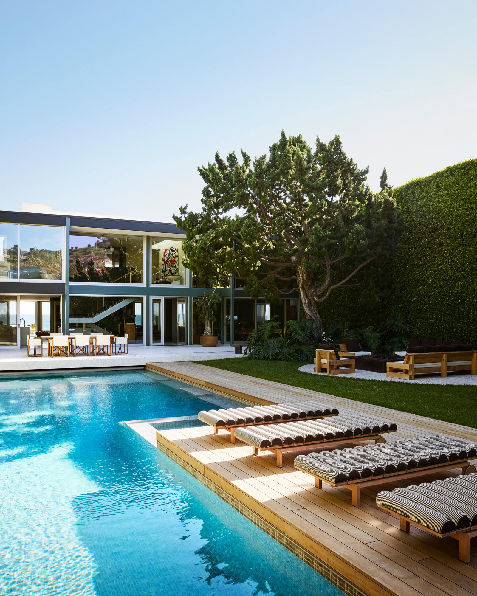 colourful interiors at Malibu beach house by Studio Shamshiri