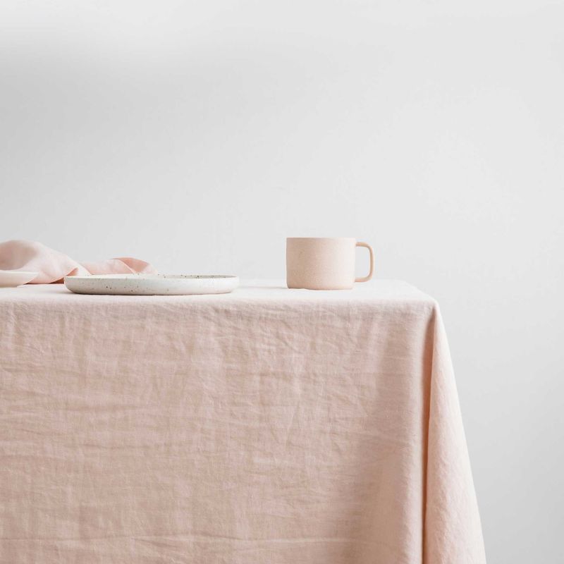 pink linen tablecloth