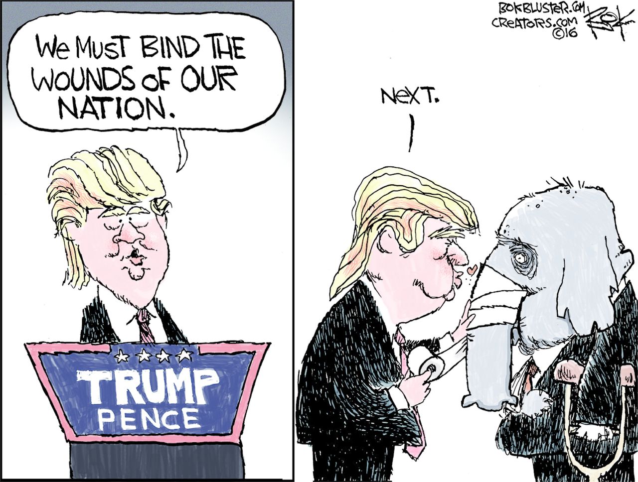 Political Cartoon U.S. Trump heals wounds of nation GOP