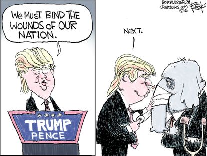 Political Cartoon U.S. Trump heals wounds of nation GOP