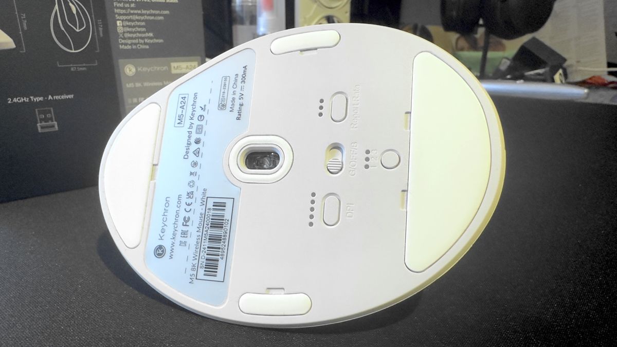 A photo of the Keychron M5 wireless ergonomic vertical mouse