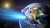 An illustration of a space rock rocketing to Earth; when does it become a meteorite?
