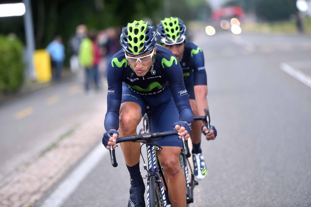 Movistar's Adriano Malori and Francisco Ventoso tried to get away