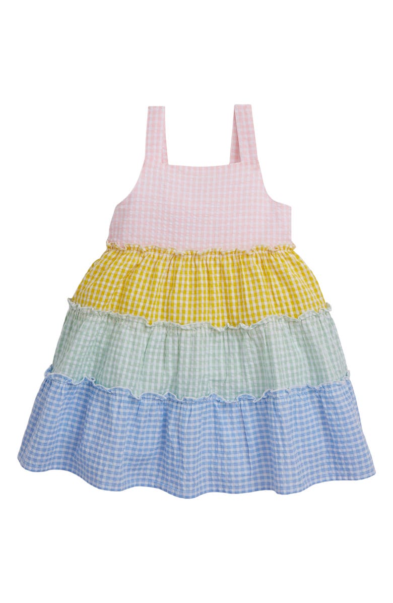 Kids' Gingham Colorblock Tiered Sundress