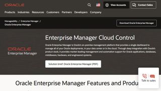 Website screenshot for Oracle Enterprise Manager.