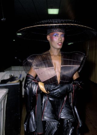 Grace Jones in Issey Miyake at the 25th GRAMMY Awards