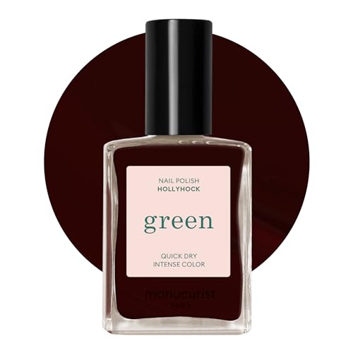 Manucurist &amp;bull; Green Nail Polish Red Black &amp;bull; Classic 9-Free Varnish &amp;bull; Vegan and Bio-Sourced Varnish (74%) &amp;bull; Professional Manicure &amp;bull; 15 Ml (hollyhock)