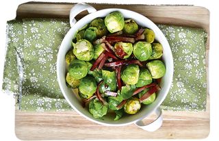 Brussels sprouts with salmon and saffron