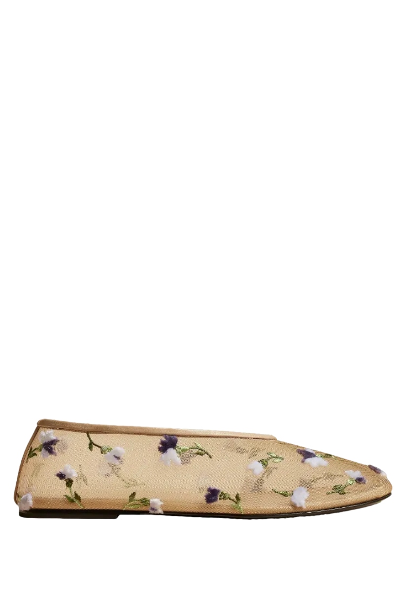 The Marcy Floral-Embroidered Ballerina Shoes | 36.5
