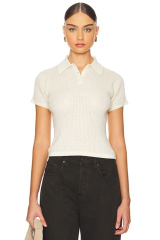 Shrunken Cashmere Polo Top