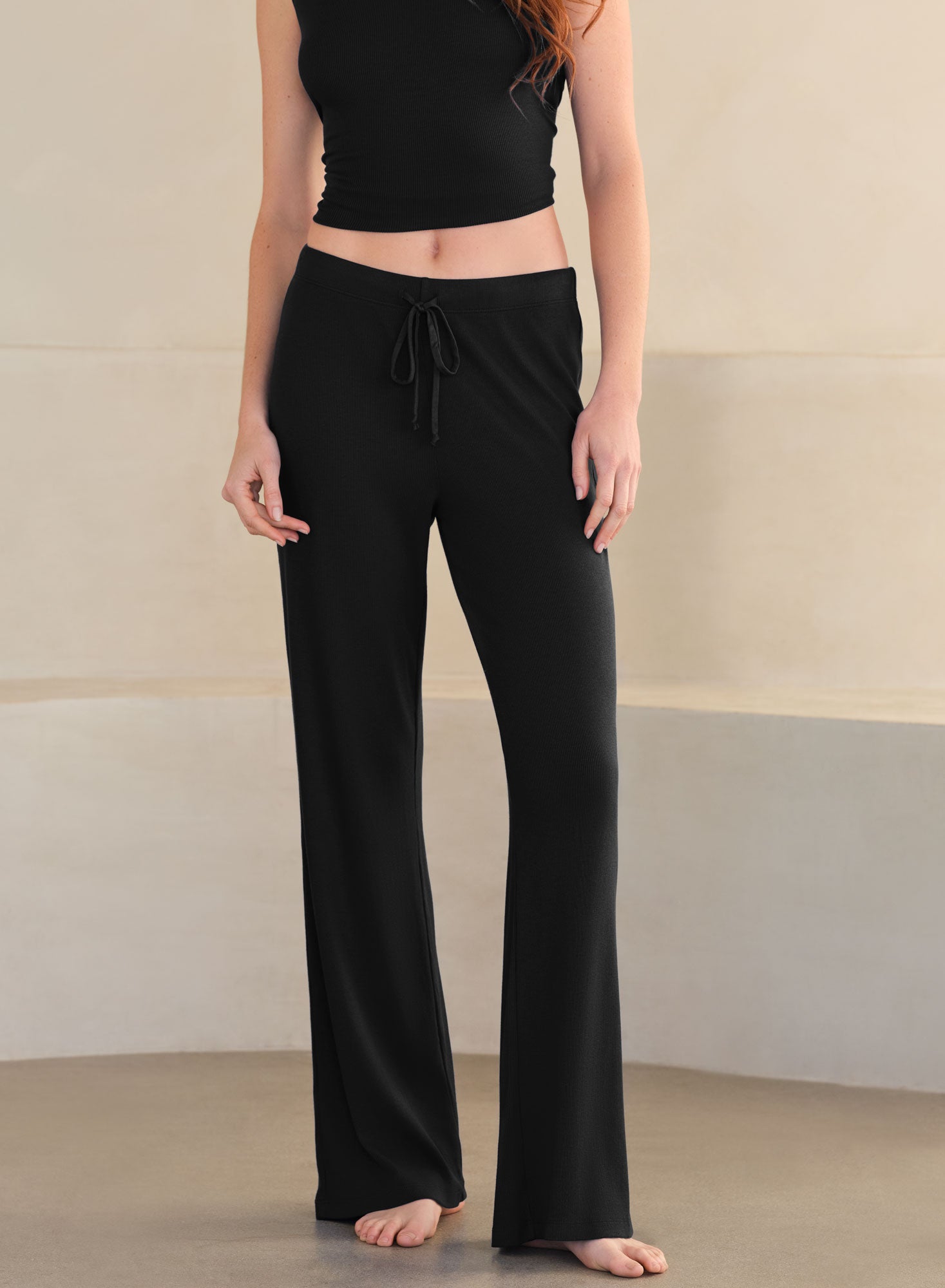 Minirib Drawstring Pant | Black - Black / 0/xs