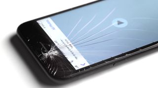 A cracked screen on a phone