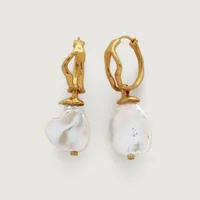 Keshi Pearl Large Hoop Earrings, 18ct Gold Plated Vermeil - £140 at Monica Vinader