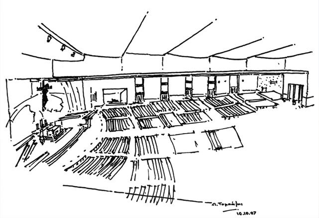 a sketch of the ﻿The Church of the Holy Trinity at the Sanctuary of Fatima, Portugal