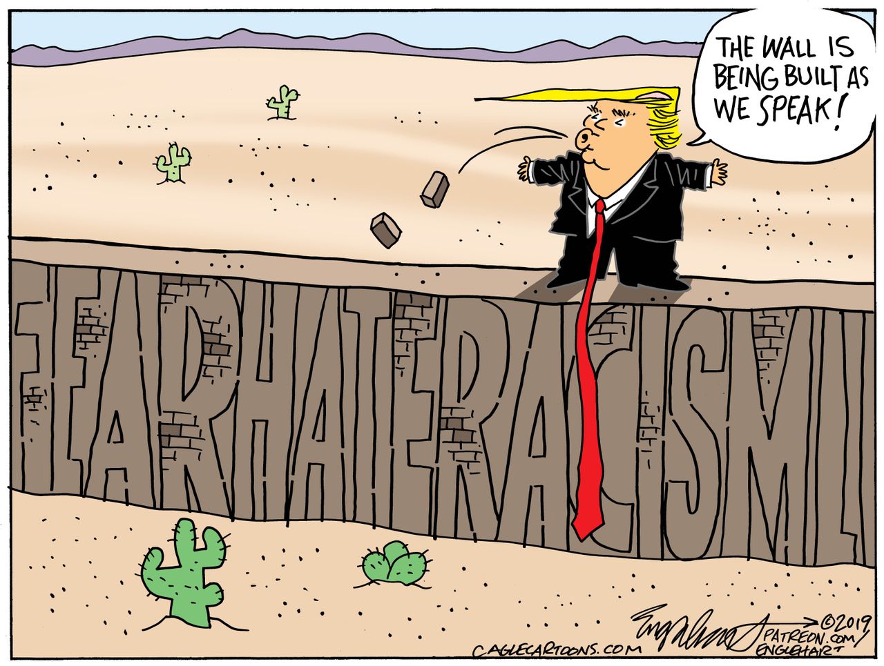 Political&amp;amp;nbsp;Cartoon&amp;amp;nbsp;U.S. Trump border wall MAGA Mexico