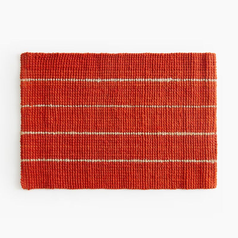 red striped jute doormat