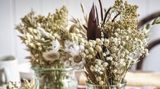 How to dry flowers: Mimosa, rose buds and flax dried flower arrangement