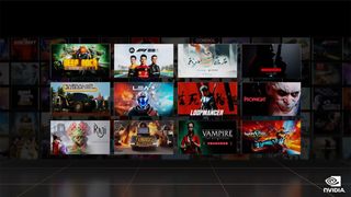 Et bilde fra presentasjonen som viser en rekke spill som får støtte for nye Nvidia-funksjoner