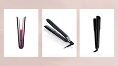 Collage of three of the best hair straighteners featured in this guide from Dyson, ghd and Cloud NIne