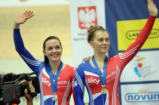 Victoria Pendleton & Jess Varnish, team sprint silver, European Track Championships 2010