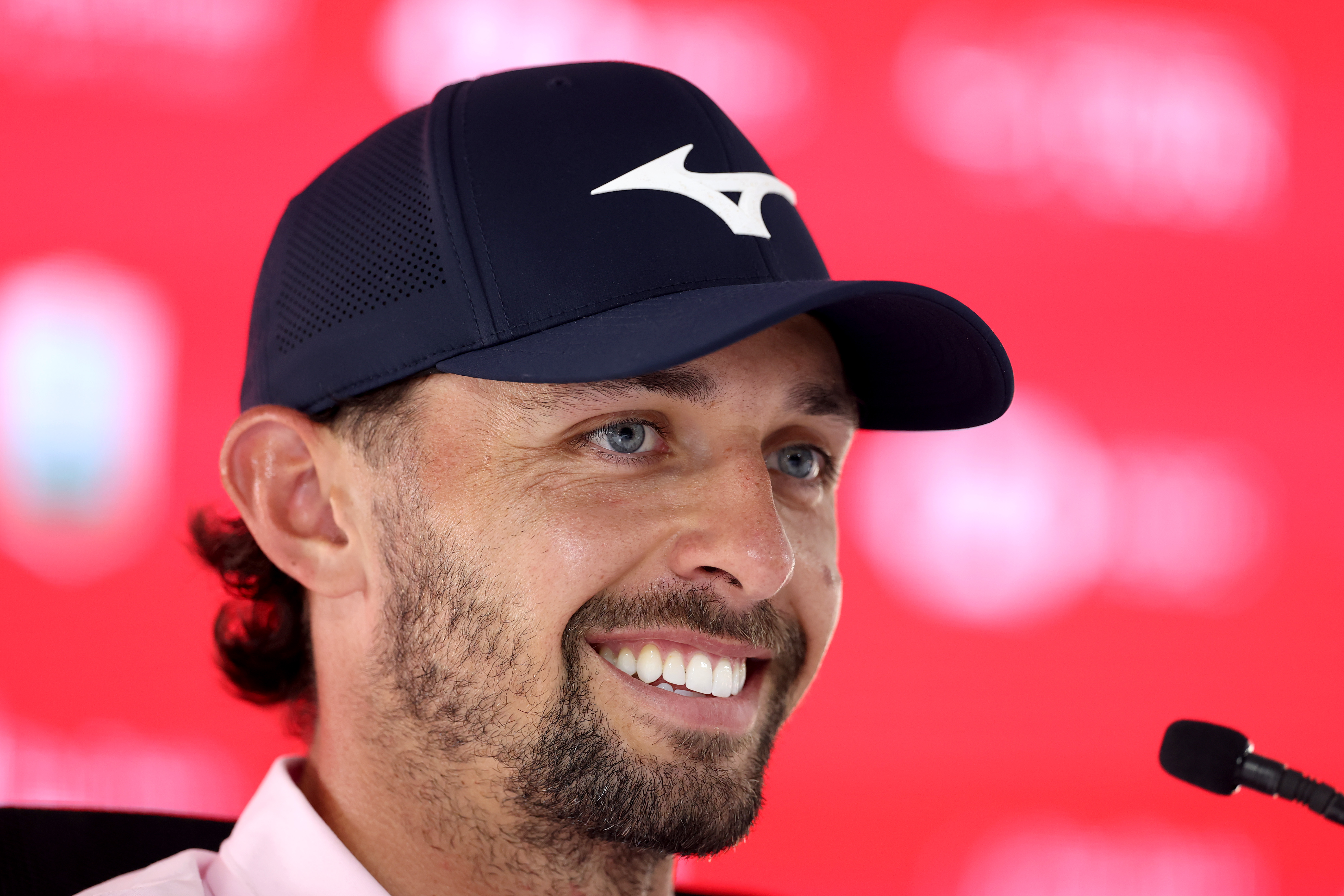 Marco Penge smiles during his pre-tournament press conference at the Abu Dhabi HSBC Championship