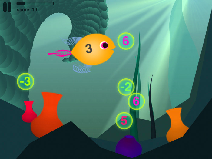 Cartoon fishes with numbers