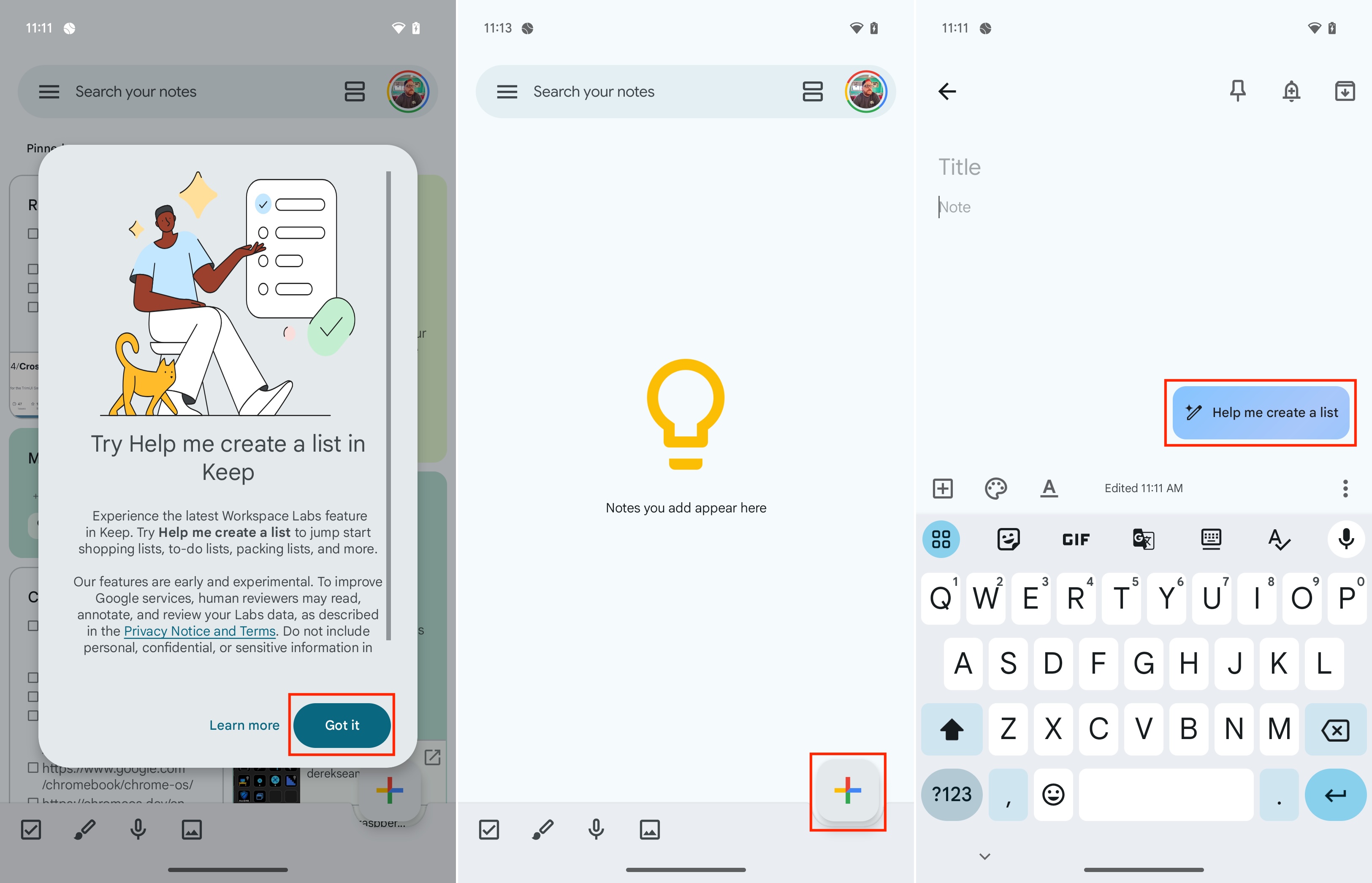 How to use Google Keep to 'Help me create a list'