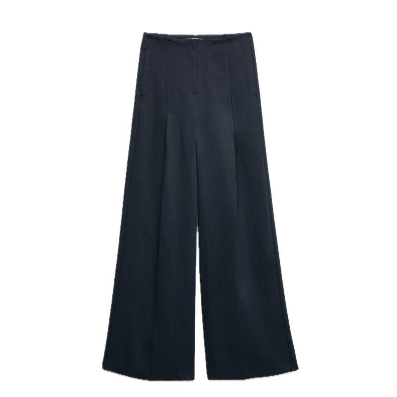 M&amp;amp;S, Single Pleat Wide Leg Trousers with Linen