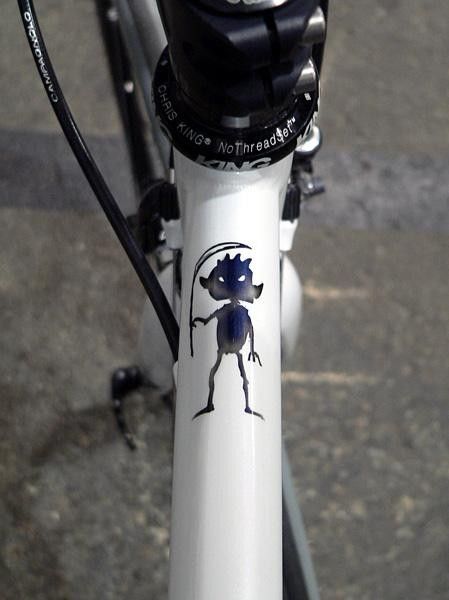This figure adorned the top tube of one of Brent Steelman&rsquo;s bikes. The words, &lsquo;warm&rsquo; and &lsquo;fuzzy&rsquo;, do not come to mind&hellip;